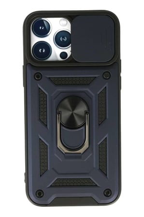 iPhone 13 Pro Max Kılıf Pars Lens Yüzüklü Silikon - Lacivert