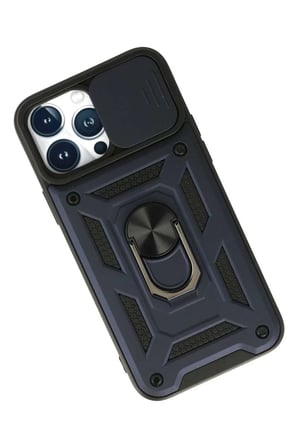 iPhone 13 Pro Max Kılıf Pars Lens Yüzüklü Silikon - Lacivert