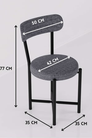 Sandalye 1 Adet Keten Kumaş Metal Ayak Modern Mutfak Sandalyesi Cafe Balkon Ofis Teddy 9816 Gri