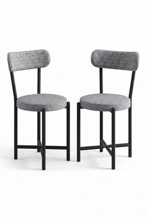 Sandalye 2 Adet Keten Kumaş Metal Ayak Modern Mutfak Sandalyesi Cafe Balkon Ofis Teddy 9812 Gri