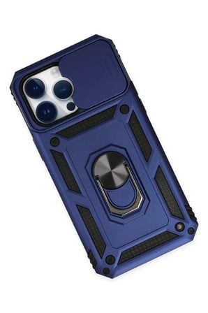 iPhone 14 Pro Kılıf Pars Lens Yüzüklü Silikon - Lacivert