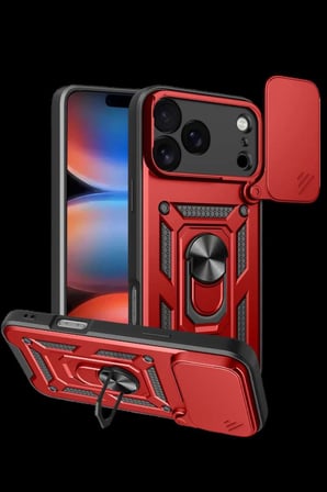 iPhone 17 Pro Pars Lens Yüzüklü Silikon - Kırmızı