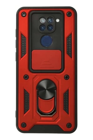 Redmi Note 9 Kılıf Pars Lens Yüzüklü Silikon - Kırmızı