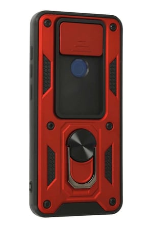 Redmi Note 9 Kılıf Pars Lens Yüzüklü Silikon - Kırmızı