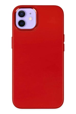 iPhone 12 Kılıf Asya Deri Silikon - Kırmızı
