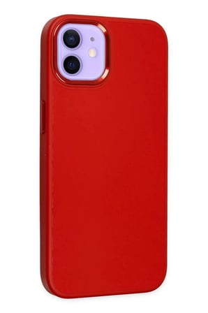 iPhone 12 Kılıf Asya Deri Silikon - Kırmızı