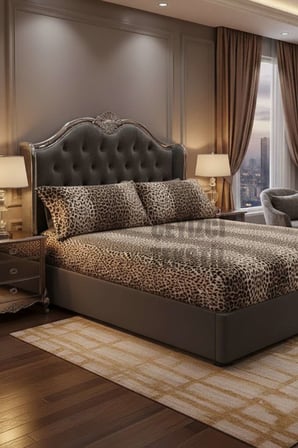 Lastikli Çarşaf 2 Yastık Kılıfı - Leopar