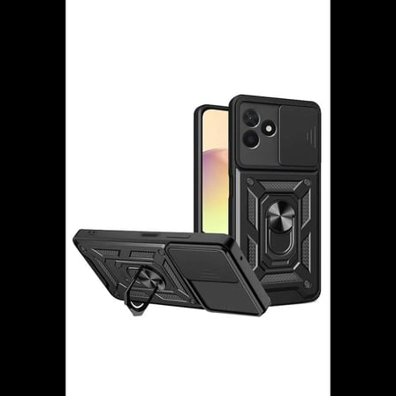 Realme C53 Kılıf Pars Lens Yüzüklü Silikon - Siyah