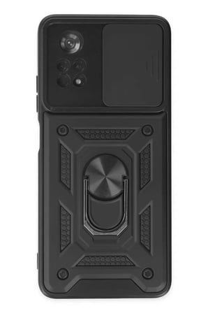 Poco X4 Pro 5G Kılıf Pars Lens Yüzüklü Silikon - Siyah