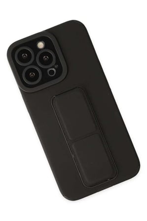 iPhone 14 Pro Kılıf Mega Standlı Silikon - Siyah
