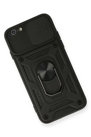 iPhone 6 Kılıf Pars Lens Yüzüklü Silikon - Siyah