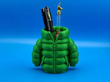 3D Baskı Şişme Mont Kalemlik - Masaüstü Organizer-Yeşil