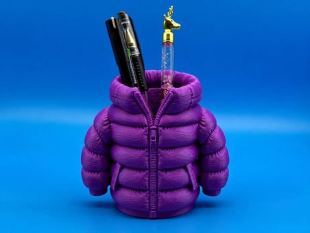 3D Baskı Şişme Mont Kalemlik - Masaüstü Organizer-Mor