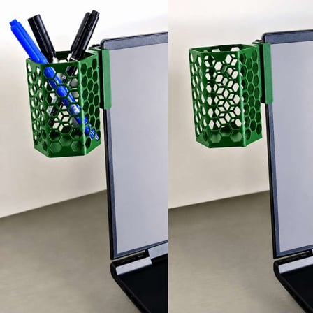 3D Baskı Monitor Kalemlik - Petek Desenli Laptop Kenar Altıgen Kalemlik-Yeşil