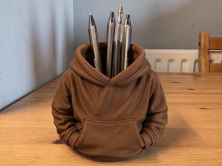3D Baskı Kapüşonlu Sweatshirt Kalemlik - Masaüstü Organizer-Kahverengi