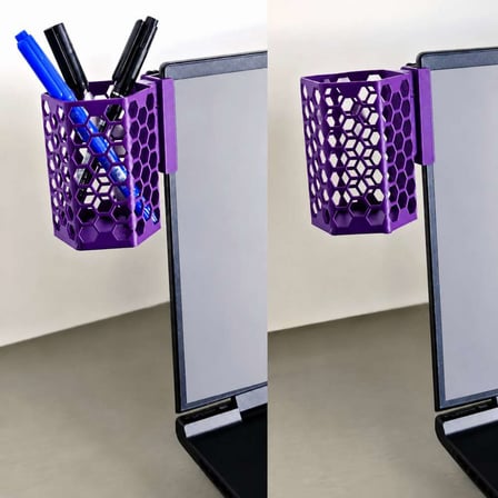 3D Baskı Monitor Kalemlik - Petek Desenli Laptop Kenar Altıgen Kalemlik-Mor