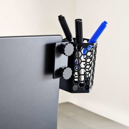 3D Baskı Monitor Kalemlik - Petek Desenli Laptop Kenar Altıgen Kalemlik-Siyah
