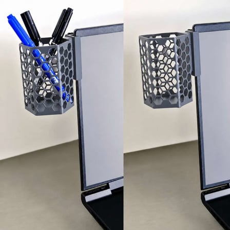 3D Baskı Monitor Kalemlik - Petek Desenli Laptop Kenar Altıgen Kalemlik-Gri