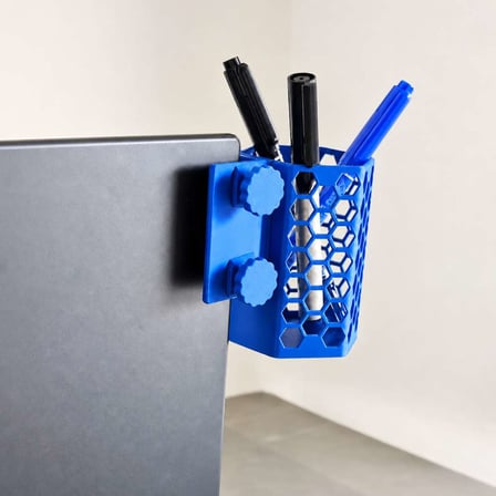3D Baskı Monitor Kalemlik - Petek Desenli Laptop Kenar Altıgen Kalemlik-Mavi