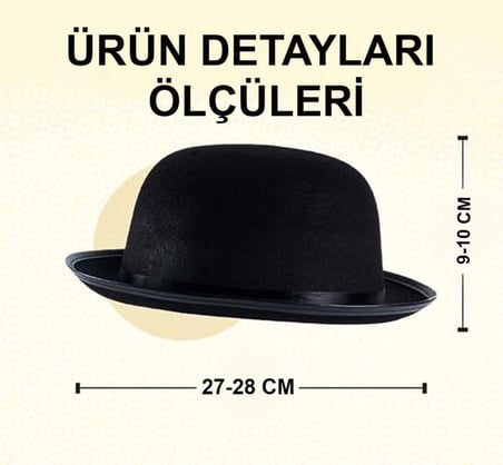Charlie Chaplin Stil Çocuk Şapkası? Siyah Melon Parti Şapkası