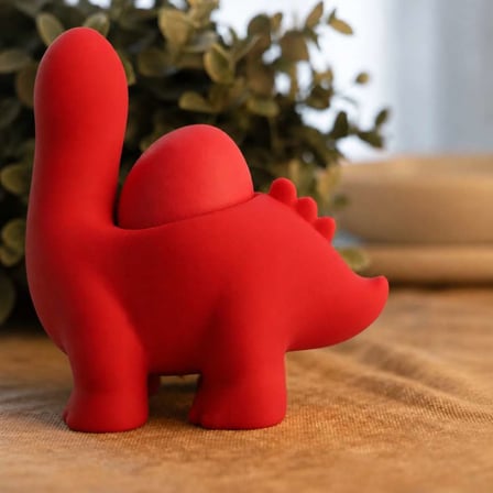 3D Baskı Dinozor Yumurtalık - Sevimli Eggosaurus Yumurta Tutucu-Kırmızı