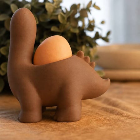 3D Baskı Dinozor Yumurtalık - Sevimli Eggosaurus Yumurta Tutucu-Kahverengi