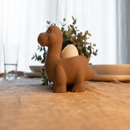 3D Baskı Dinozor Yumurtalık - Sevimli Eggosaurus Yumurta Tutucu-Kahverengi