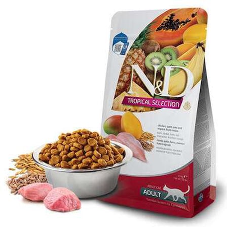 N&D Tropical Selection Tavuklu ve Tropikal Meyveli Yetişkin Kedi Maması 1,5 Kg