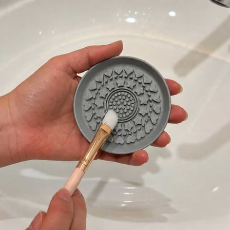 3D Baskı Makyaj Fırçası Temizleme Pedi - Desenli Aparat-Gri