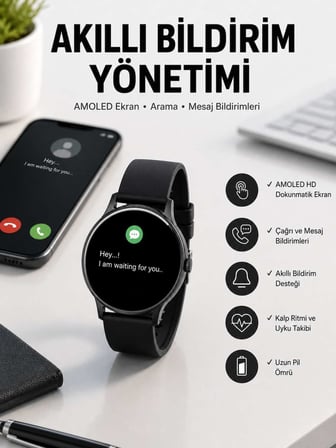 Akıllı Saat Çok Fonksiyonlu Sesli Görüşme NFC Uyumlu Amoled Ekran Yeni Nesil