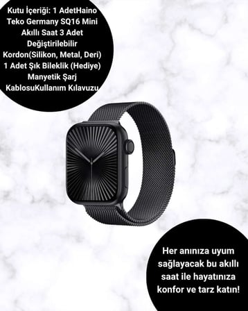 Mini Series 10 Akıllı Saat | 3 Kordon + Bileklik Hediyeli, Tüm Telefonlarla Uyumlu