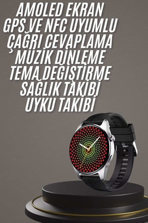 Akıllı Saat 1.5 Inç Amoled Ekran Çift Kordonlu GPS NFC Uyumlu