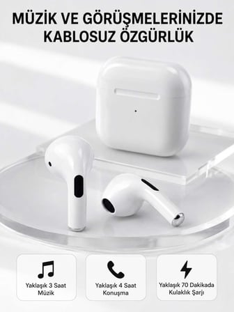Bluetooth 5.3 TWS Kablosuz Kulak İçi Kulaklık 25 Metre Menzil Şarj Kutulu