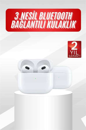 3.Nesil İOS Android Uyumlu Bluetooth 5.0 Beyaz Çağrı Cevaplama Yeni Nesil
