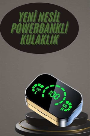 Kablosuz Bluetooth Kulaklık Çift Telefon Destekli Powerbankli Dijital Göstergeli