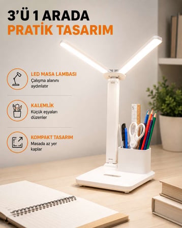 Led İşıklı Masa Lambası – Göz Yormayan, Kısılabilir Ve Esnek Başlıklı Yeni Nesil
