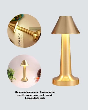 Kablosuz LED Masa Lambası 1800mAh 3 Renk Aydınlatma Dokunmatik Yeni Nesil