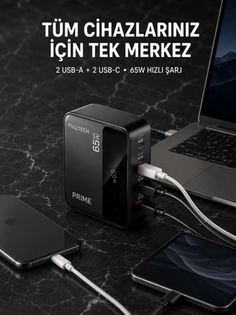 4 Portlu GaN Masaüstü Hızlı Şarj İstasyonu