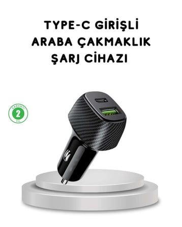 38W Araç Şarj Cihazı Type-C PD USB Hızlı Şarj Çift Port