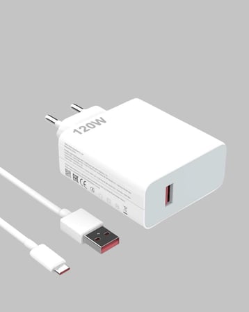 120W Hızlı Şarj Başlığı Ultra Güçlü Type-C Adaptör Kablo Dahil