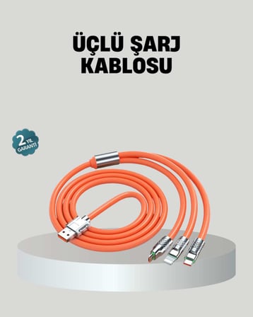 ÜÇLÜ Şarj Kablosu – Yüksek Hızlı, Dayanıklı ve Uzun Ömürlü