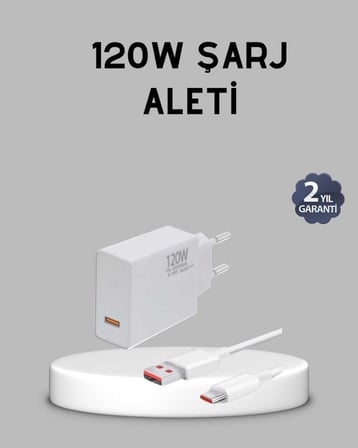 120W Süper Hızlı Şarj Adaptörü – Type-C Kablo Dahil, Yüksek Voltaj Korumalı