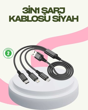 Hızlı Şarj Destekli Çoklu Şarj Kablosu – Seyahat ve Günlük Kullanım