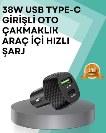 Çift Cihaz Destekli 38W Güçlü Çakmaklık Araç Şarj Cihazı
