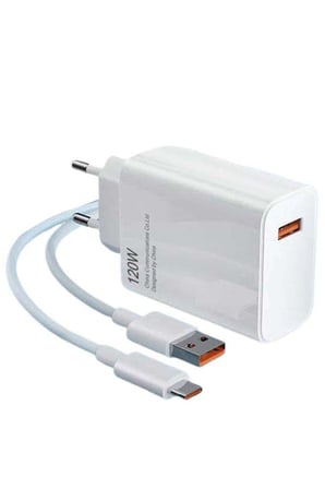 Type C Yüksek Hızlı Şarj Aleti Beyaz 120W Ultra Uzun Ömürlü