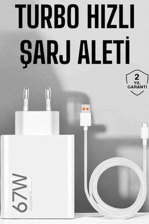 Şarj Aleti 67W Hızlı Şarj Turbo Type-C Uyumlu Şarj Adaptörü Kablosu