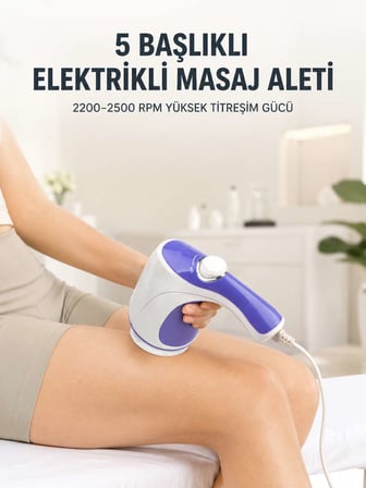 5 Başlıklı Elektrikli Aleti 2200-2500 RPM Yüksek Titreşimli Vücut Bakım ve Rahatlama Cihazı