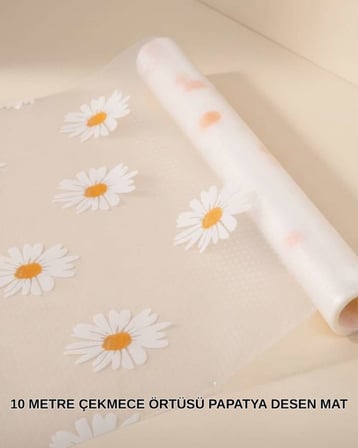 10 Metre Papatya Desenli Kolay Temizlenebilir Çekmece Matı