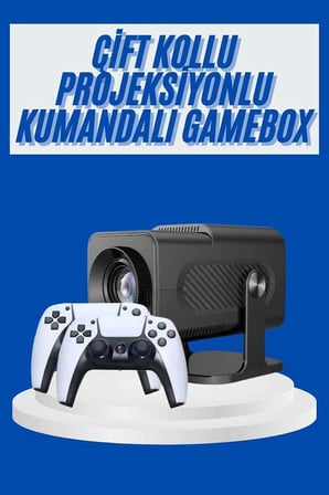 4K Android Smart Wi-fi Çift Kollu Projeksiyon Game Box Kumandalı Taşınabilir Yeni Nesil