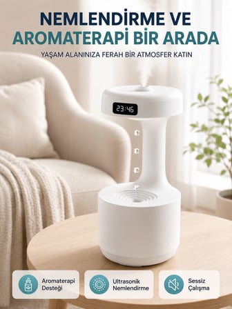 Yağmur Damlası Hava Nemlendirici Ultrasonik Buhar Makinesi 800 ml Aroma Difüzör